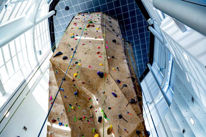 Climbing wall at the Morris Recreation Center.